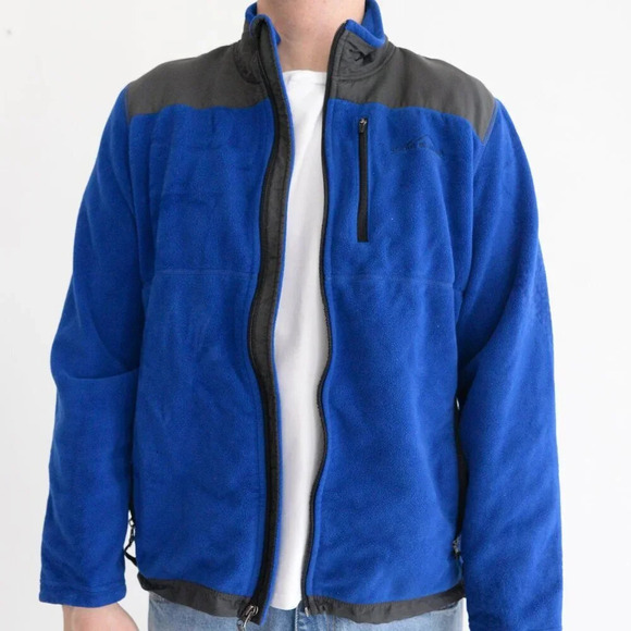 Eddie Bauer Blue And  Gray Fleece Zip Up Hiking Style Sweater Size Small - Picture 2 of 11